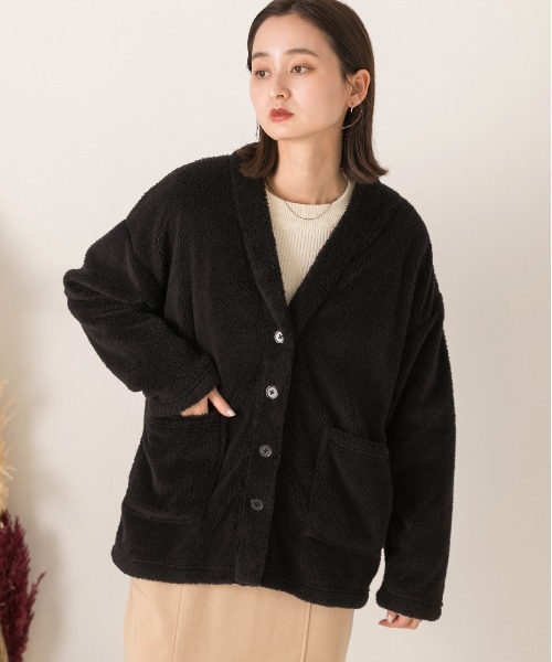 ad thie（アドティエ） カーディガン もこもこボア Vネック