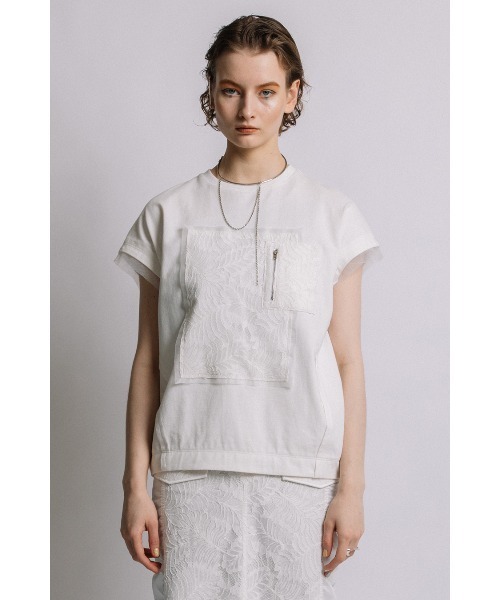 CROPPED LACE COMBINATION T-SHIRT — aulaaila