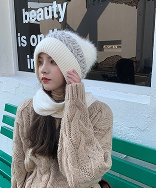 miniministore（ミニミニストア） ニット帽 ニットキャップ フード