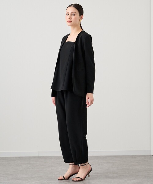 【美品】ANAYI 黒ストレッチノーカラージャケット 38 9部袖 美品】ANAYI 黒ストレッチノーカラージャケット 38 9部袖