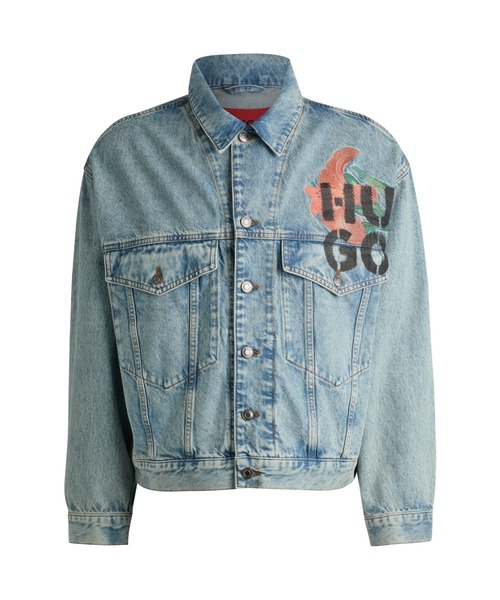HUGO 黒 デニムジャケット M HUGO - HUGO x RB black-denim jacket with lasered pattern - Black