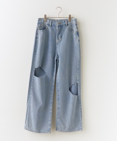 デニム・ジーパン CUT-OUT JEANS Chick ジーンズ デニム デニムパンツ Cut Out Straight Denim