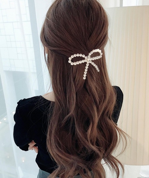pur chouchou ヘアクリップ chouchou/パール リボン P4303