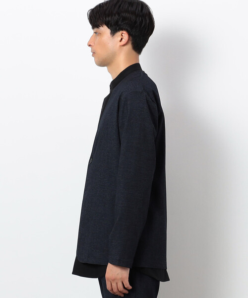 新品 COMME ÇA MEN ノーカラーデニムジャケット ブラック Mサイズ セール】ノーカラーデニムジャケット（デニムジャケット