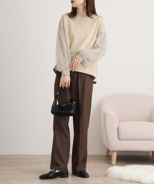 EGLANTINE tシャツ Eglantine チュール袖カットソー レディース