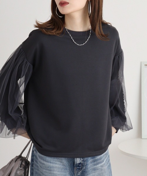 tシャツ Eglantine チュール袖カットソー レディース EGLANTINE tシャツ Eglantine チュール袖カットソー レディース