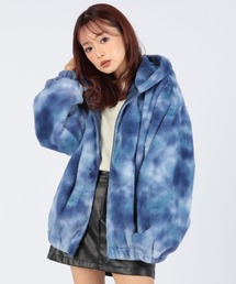 CECIL McBEE ブルゾン アウター タイダイ柄フェイクファー
