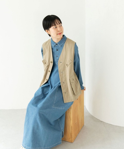 PAR ICI ベスト ジレ コットンヘンプ ポケットベスト レディース