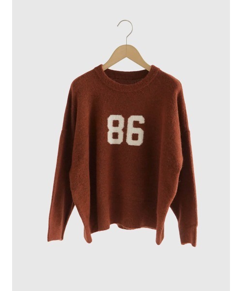 ニット セーター Wool-like number logo knit レディース FIKA. ニット セーター Wool-like number logo knit レディース