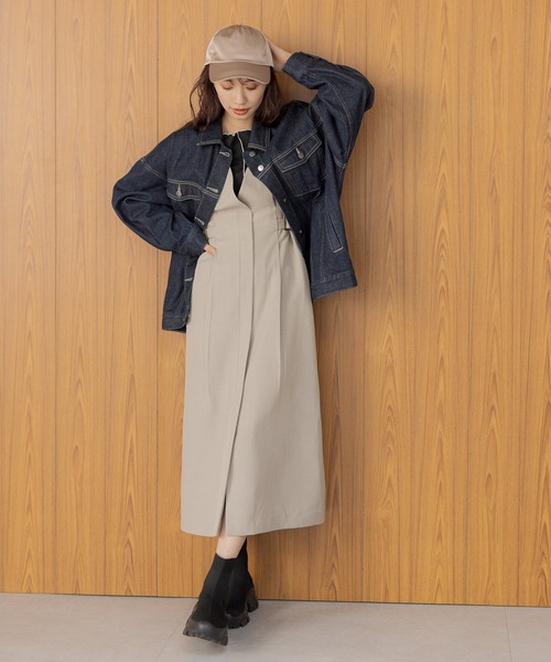 ジャンバースカート　みさきち mysty woman ジャンパースカート セットアップ着用可・Vネック