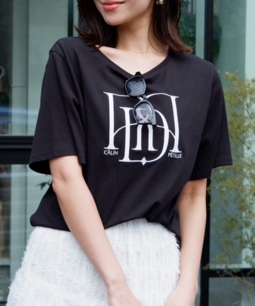 rienda（リエンダ） tシャツ RDロゴTシャツ 夏服 半袖 レディース 