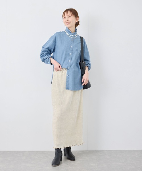ROPE' PICNIC ブラウス シャツ フリルカラーデニムシャツ
