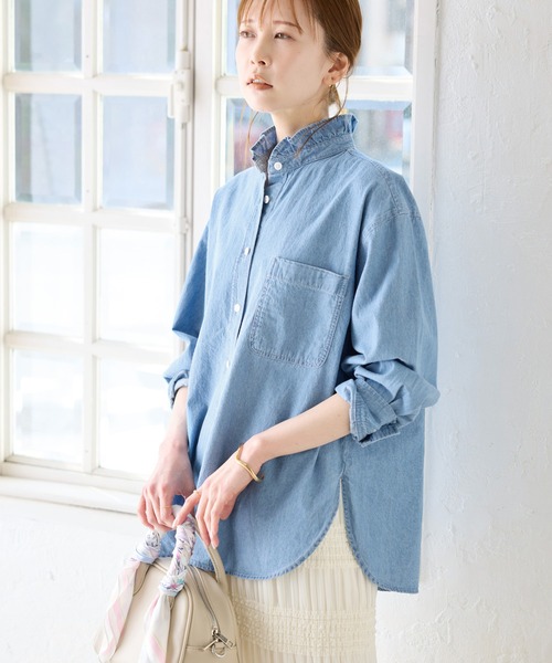 ブラウス シャツ Rope Denim Shirt/ロープデニムシャツ レディース ROPÉ PICNIC(ロペピクニック) / デニムシャツ (トップス
