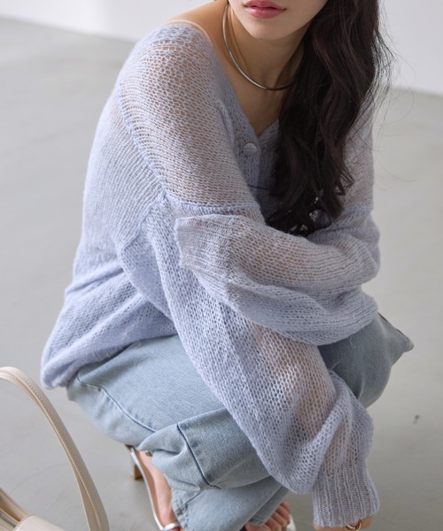 カーディガン 「ZOZO限定」モヘアタッチシアールーズカーデ レディース &. NOSTALGIA カーディガン 「ZOZO限定」モヘアタッチシアー