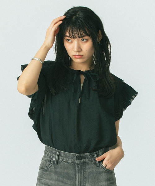 ROSE BUD ブラウス シャツ 「WEB・一部店舗限定」SUCKER FRILL