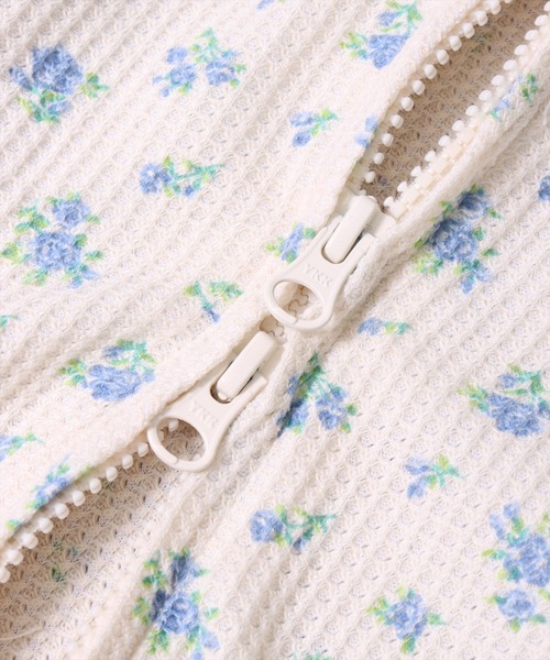 パーカー (LK)「JEMORGAN」小花柄 ワッフル ジップパーカー レディース JEMORGAN パーカー (LK)「JEMORGAN」小花柄 ワッフル ジップ