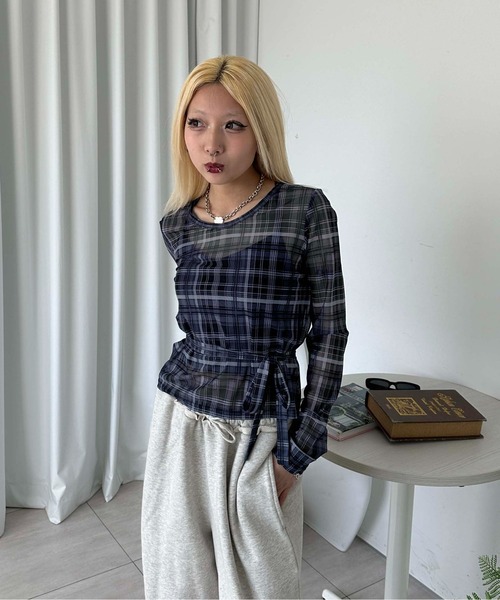 sedacle girl（セダクルガール） tシャツ チェックシアーストールロン