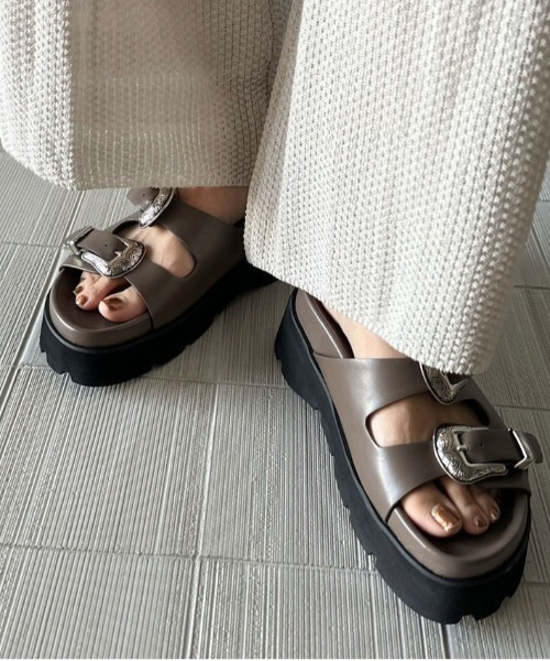 Ameri（アメリ） 厚底 サンダル MEDI WESTERN BUCKLE SANDALS