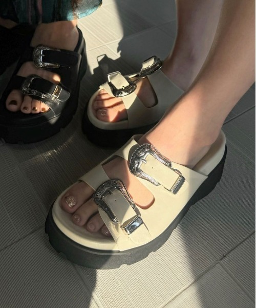 Ameri（アメリ） 厚底 サンダル MEDI WESTERN BUCKLE SANDALS