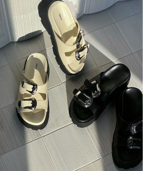 Ameri（アメリ） 厚底 サンダル MEDI WESTERN BUCKLE SANDALS