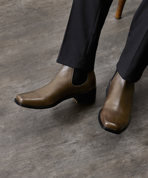 PADRONE ブーツ パドローネ / BL SQUARE SIDE GORE BOOTS キップレザー