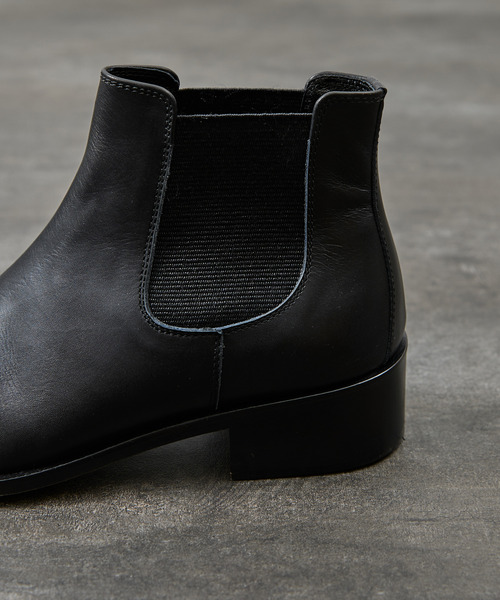 PADRONE パドローネ　サイドゴアブーツ ブラック レザー　イタリア製　25 PADRONE（パドローネ）SIDE GORE BOOTS（サイドゴアブーツ）の