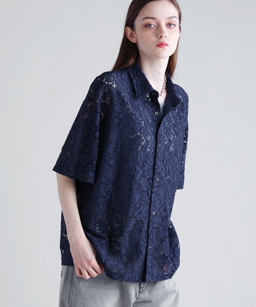 SOCCE シャツ リラクシングシアーレースシャツ メンズ
