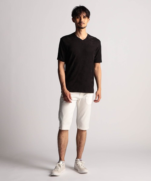 ニコル出品 NICOLE CLUB FOR MEN ポロシャツ ムラ柄スキッパーポロシャツ