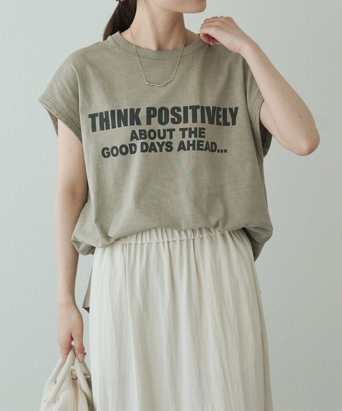 pual ce cin tシャツ 袖口太糸ステッチロゴプリントTシャツ