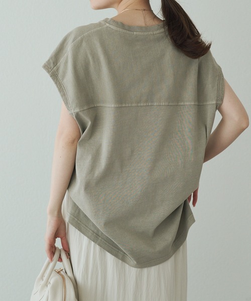 tシャツ 袖口太糸ステッチロゴプリントTシャツ レディース pual ce cin tシャツ 袖口太糸ステッチロゴプリントTシャツ