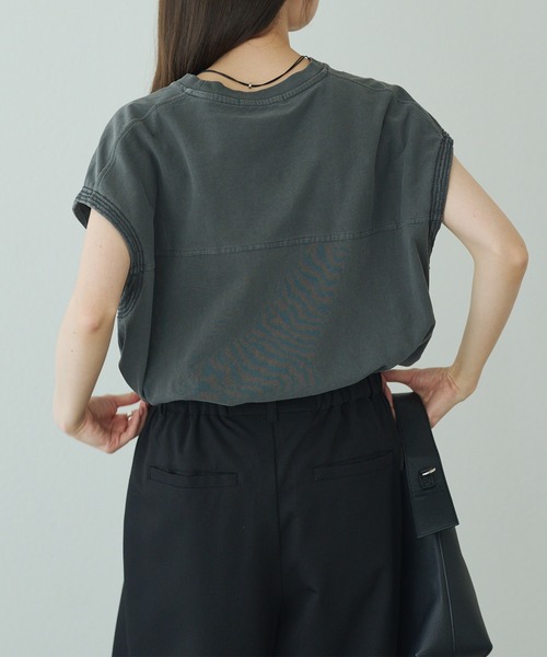pual ce cin tシャツ 袖口太糸ステッチロゴプリントTシャツ