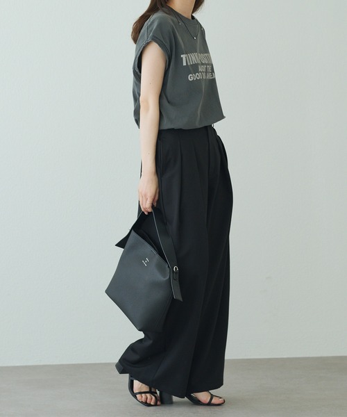 pual ce cin tシャツ 袖口太糸ステッチロゴプリントTシャツ