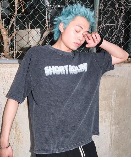 SHORT ROUND tシャツ SHORT ROUND/ブリーチワッフルダメージ