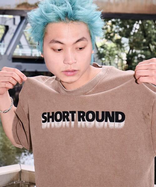 SHORT ROUND tシャツ SHORT ROUND/ブリーチワッフルダメージ