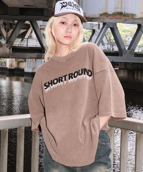 SHORT ROUND tシャツ SHORT ROUND/ブリーチワッフルダメージ