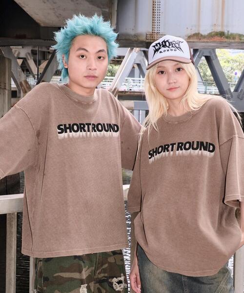 SHORT ROUND tシャツ SHORT ROUND/ブリーチワッフルダメージ