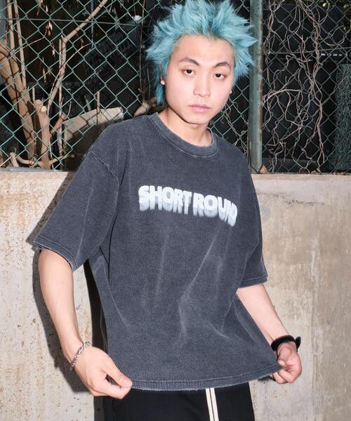 SHORT ROUND tシャツ SHORT ROUND/ブリーチワッフルダメージ