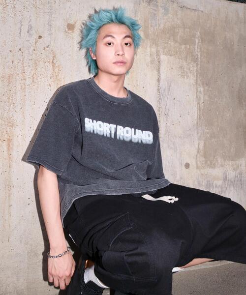SHORT ROUND tシャツ SHORT ROUND/ブリーチワッフルダメージ