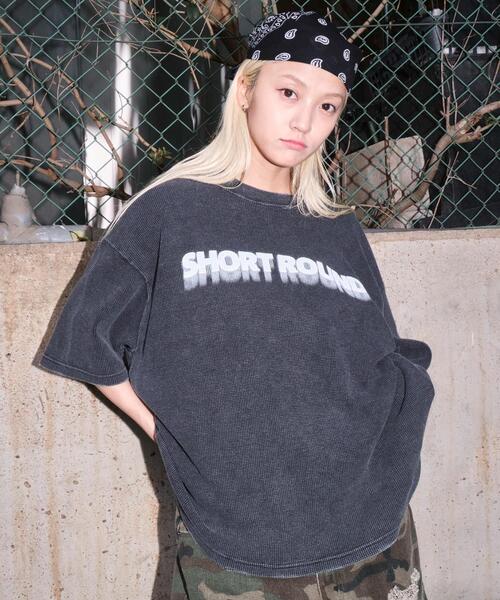 SHORT ROUND tシャツ SHORT ROUND/ブリーチワッフルダメージ