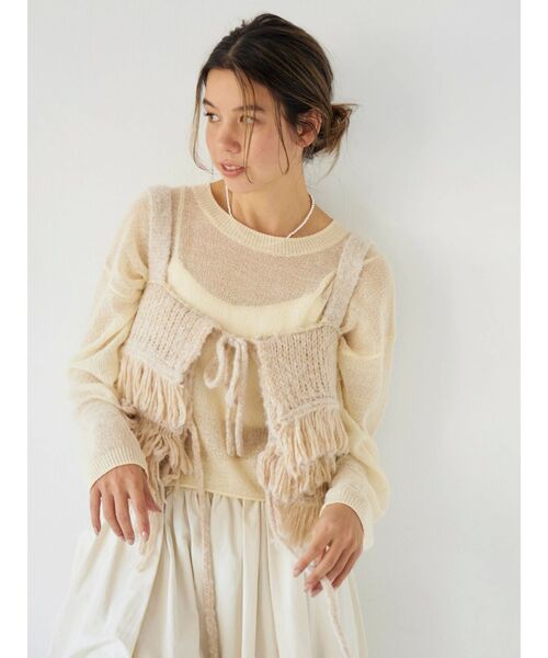 Ungrid - アングリッド　袖フリンジニット　アイボリー U02348EW22253_fw_thumbM.jpg