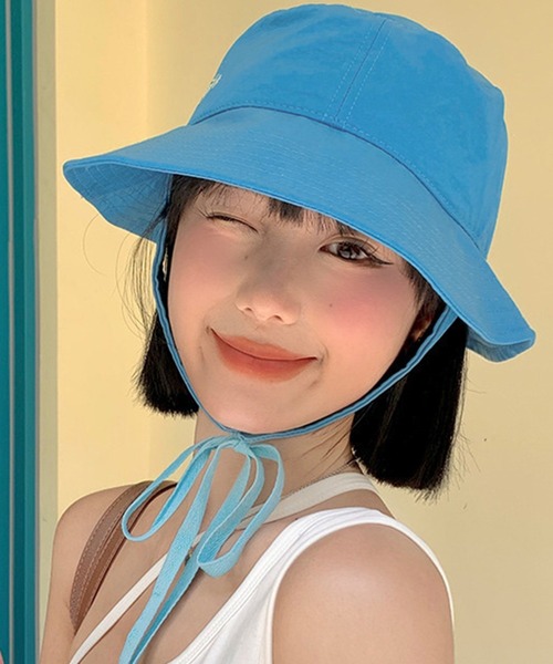 DAY CLOSET 帽子 ハット レディース ストラップ付きロゴツバ広