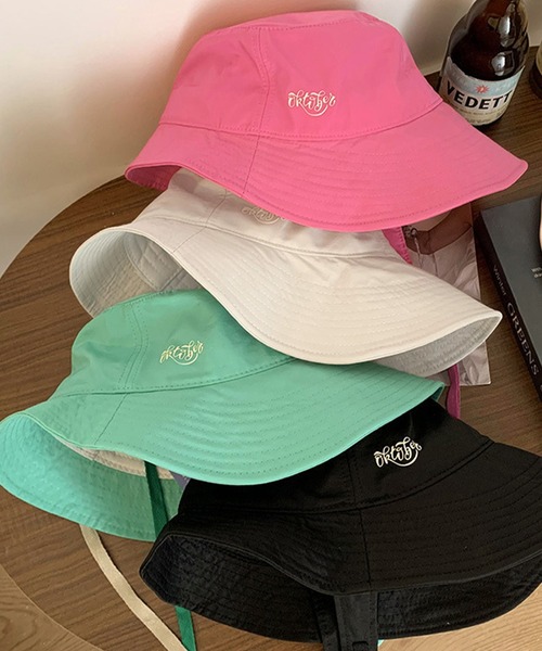 DAY CLOSET 帽子 ハット レディース ストラップ付きロゴツバ広