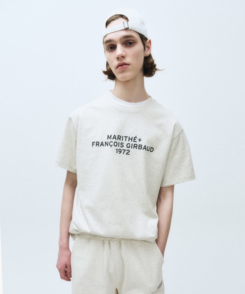 MARITHE◆LETTERING LOGO PIGMENT OVERSIZED TEE 韓国 Tシャツ LETTERING LOGO PIGMENT OVERSIZED TEE vintage blue - MARITHE