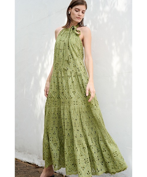 美品＊現行【エステラケー】ワンピース　ホルダーネック エンブロイダリーレース Estella．K(エステラケー) Gabi Lace Dressホルダーネック エン