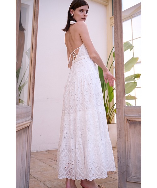 美品＊現行【エステラケー】ワンピース　ホルダーネック エンブロイダリーレース Estella．K(エステラケー) Gabi Lace Dressホルダーネック エン