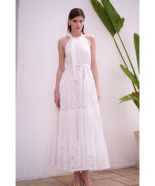 美品＊現行【エステラケー】ワンピース　ホルダーネック エンブロイダリーレース セール】Gabi Lace Dress エンブロイダリーレースホルタードレス
