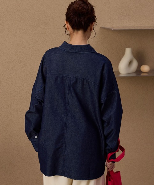 21SS Deuxieme Classe ワイドシャツ ルーズシルエット link lot シャツ ルーズシルエットダブルポケットデニムシャツ メンズ