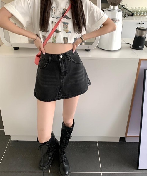 デニムスカート デニムスカパン キュロットミニスカート : ZOZOTOWN