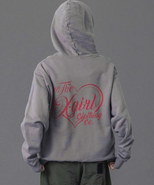 DIRTY A HEART グレーパーカーM verrysmol着用 TRIBAL HEART ZIP UP SWEAT HOODIE（パーカー）｜X-girl（エックス
