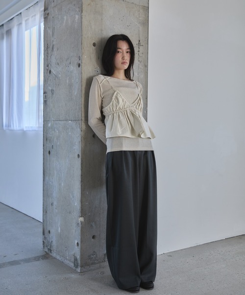 「feepur」 キャミソールブラウス MEDIUM ブラック レディース_画像6